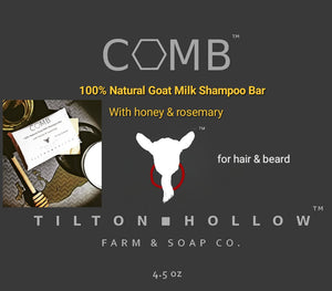 Comb™️ - Natural Goat Milk Shampoo Bar with Honey & Rosemary ( for hair & beard)
