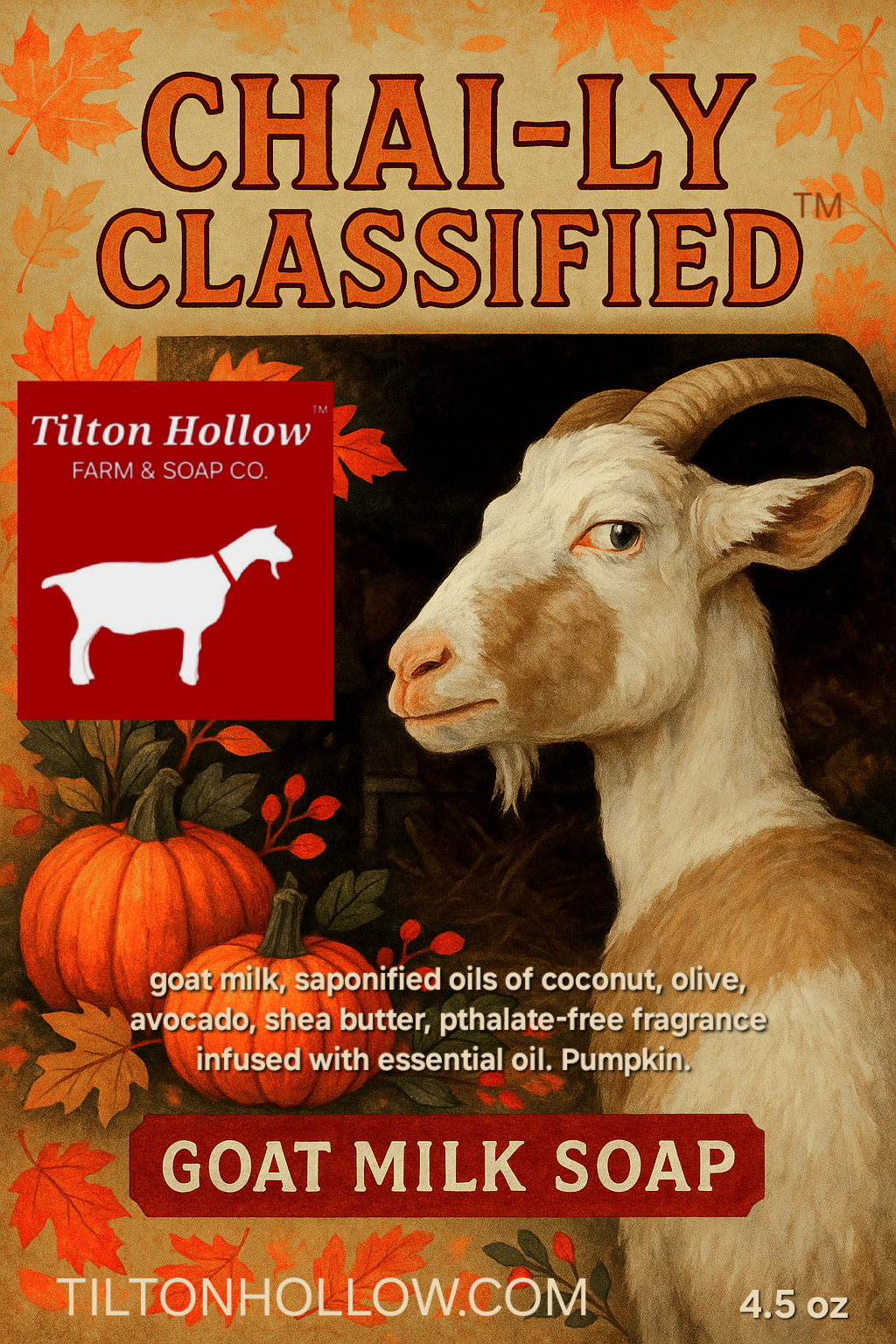 Chai-ly Classified™️ - Goat Milk Soap with real pumpkin.